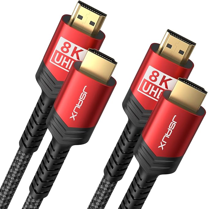 JSAUX 8K HDMI Cable 2.1 2 Pack 3ft, 48Gbps Ultra High Speed HDMI Cable Braided by JSAUX