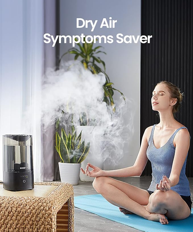 Humidifiers for Bedroom, 2.0L Cool Mist Humidifier for Home Plant and Baby Nursery, Quiet Ultrasonic Humidifier with 360° Nozzle, Auto Shut-Off, Filterless, Black - Image 2