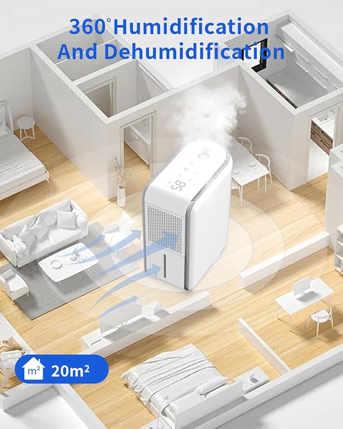 3 in 1 Dehumidifier, Humidifier & Aroma Diffuser with Air Combo One - 39Oz, Small Auto Purifier Humidity Control Quiet 27db Multifuctional Colorful Mist,for Bedroom/Bathroom/Bome/Basement(350 sq.ft) - Image 2