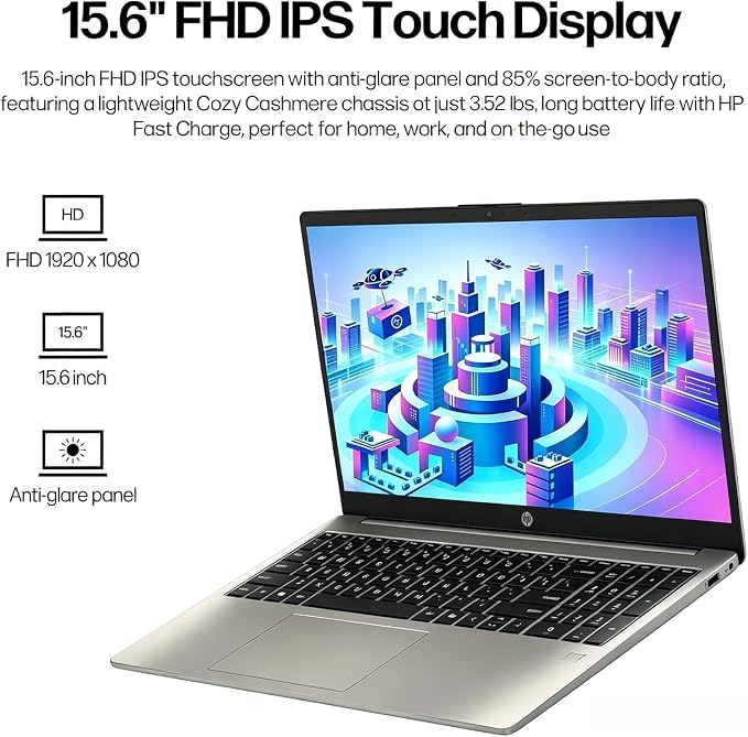 HP Pavilion 15.6 Inch FHD IPS Touchscreen Anti-Glare Laptop, Windows 11, 16GB RAM, 1TB SSD, Intel Processor Up to 3.8GHz, 11Hours Battery Life, Privacy Camera Shutter, Type-C, Cozy Cashmere - Image 3