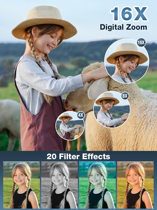 Digital Camera, FHD 1080P Kids Camera 44MP Point and Shoot Digital Cameras - Image 4