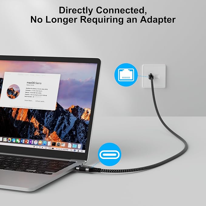 USB C to Ethernet Cable 6FT, Type C to RJ45 Cord, Gigabit Directly Connected - Image 2