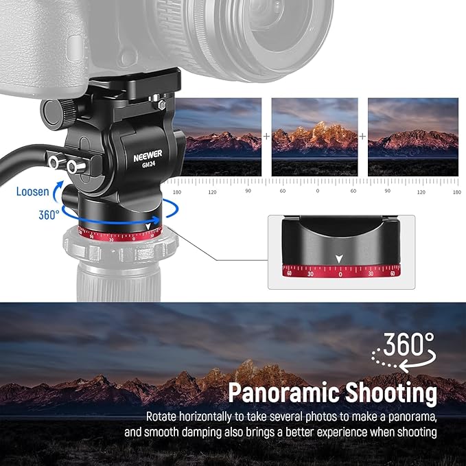 NEEWER Tripod Fluid Head Pan Tilt Head - Image 2