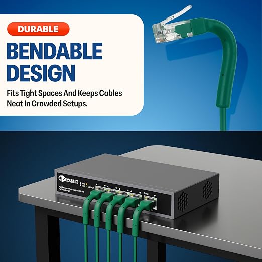 Everest Ultra Slim Cat6a Ethernet Patch Cables 6ft Green - Image 2