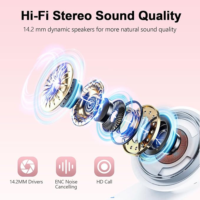 Wekily Wireless Earbuds, Bluetooth 5.3 Headphones LED Power Display, 2025 New Wireless Earphones, 4 ENC Noise Cancelling Mic, HiFi Stereo, 48H Playtime Mini Case IP7 Waterproof for iOS Android - Image 2