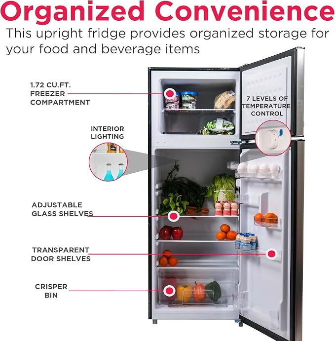 Frigidaire, 2 Door Apartment Size Refrigerator/Freezer Combo, 7.5 cu ft, Platinum Series, Stainless, 23" D x 21.5" W x 55.5" H - Image 6