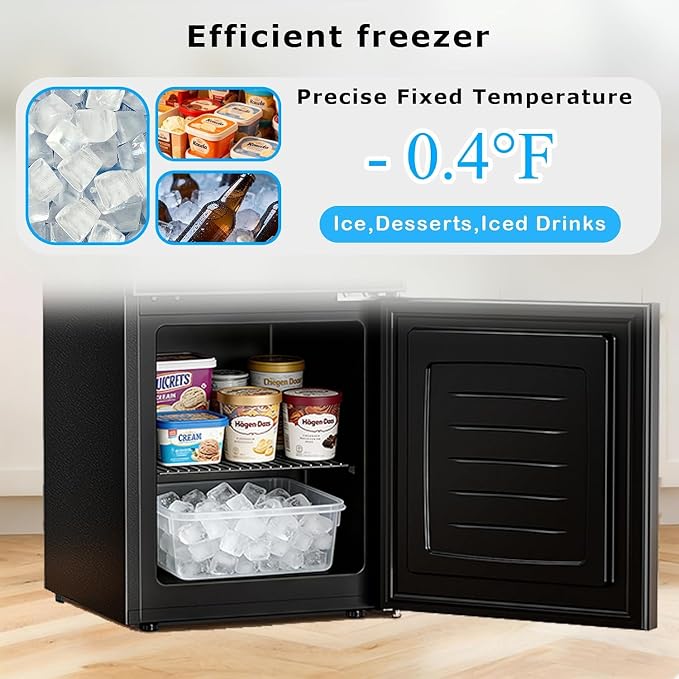 Antarctic Star 2.6 Cu. Ft Compact Beverage Refrigerator with Freezer, Mini Fridge, Adjustable Temp, Reversible Door, LED Light for Home Office Bar Bedroom - Image 3