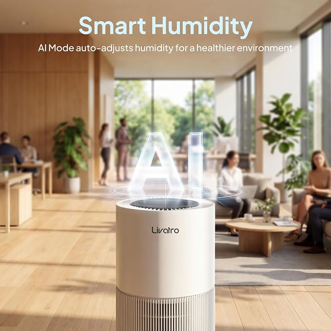 8L Evaporative Humidifier for Large Rooms up to 1000 ft²- Baby Elderly& Pet Safe Cool Evaporation, 900ml/h Output, UV Disinfection, Easy Top Fill,UltraQuiet 28dB, Smart AI Humidity Control Upgraded - Image 3
