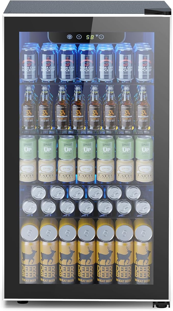 Electactic Mini Fridge 130 Can Beverage Refrigerator Cooler, 3.2 Cu.Ft Drink Fridge for Soda Wine Beer, Adjustable Temperature Control for Home Office, Black by Electactic