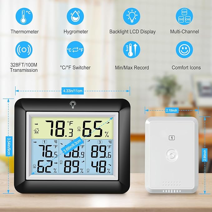 Urageuxy Wireless Indoor Outdoor Thermometer - Image 2