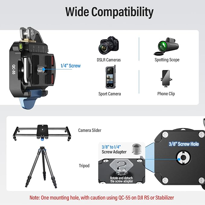 SIRUI 55mm Quick Release Plate and Clamp Base Kit, Camera Mount Adapter - Image 7