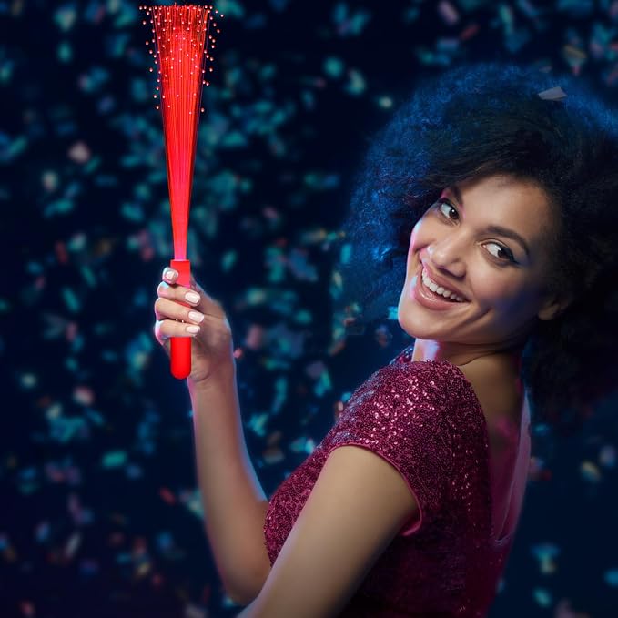 12 Pack Red Glow Fiber Optic Wands Bulk Light Up Wand Glow Sticks - Image 3