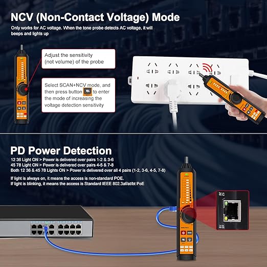 Rechargeable Digital Tone Cable Tester, WANLUTECH Tone Generator - Image 5
