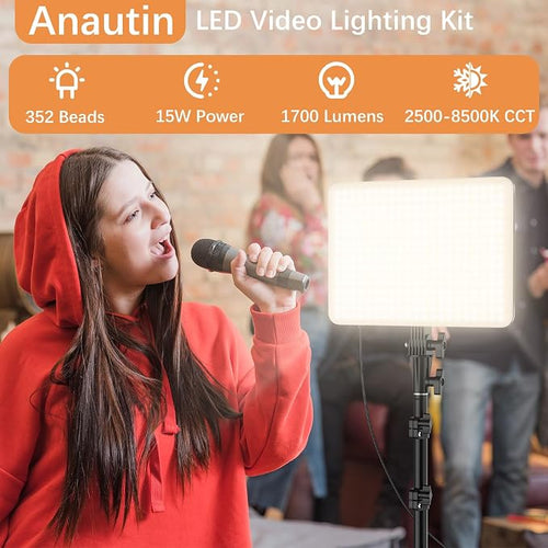1-Pack LED Video Lighting Kit, Anautin 15W/1700Lux Photography Lighting - Image 2