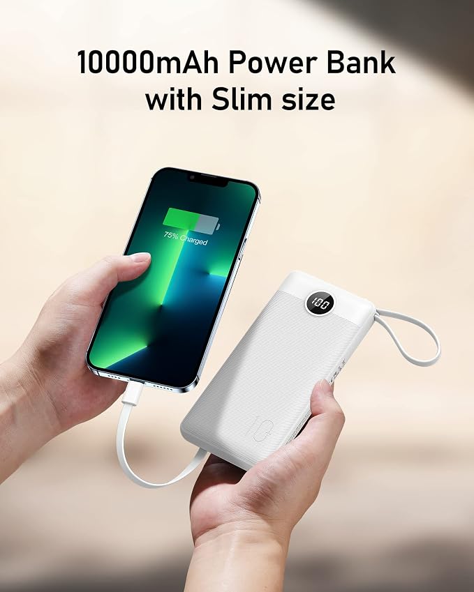 VEEKTOMX Portable Charger Built-in Cables, 10000mAh Power Bank for iPhone, Fast Charge USB C Battery Pack Travel Essentials Powerbank Compatible with iPhone 17/16/15/14, Samsung S25/24, Android, etc - Image 7