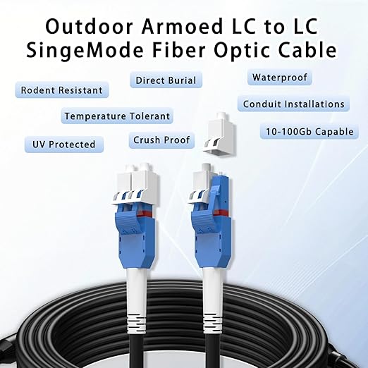 800M/2625FT LC to LC Armored Outdoor Fiber Optic Cable, Single Mode Duplex - Image 9