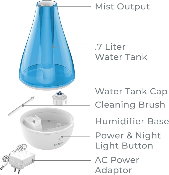 Pure Enrichment MistAire Studio Ultrasonic Cool Mist Humidifier - Small & Compact, Overnight Operation, 2 Mist Settings, Optional Night Light, & Auto Shut-Off - For Offices, Plants & Small Spaces - Image 5