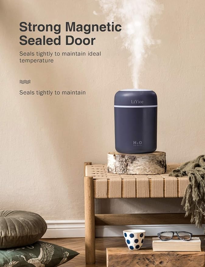 Colorful Cool Mini Humidifier, USB Personal Desktop Humidifier for Car, Office Room, Bedroom,etc. Auto Shut-Off, 2 Mist Modes, Super Quiet. (Navy)(Black) - Image 3