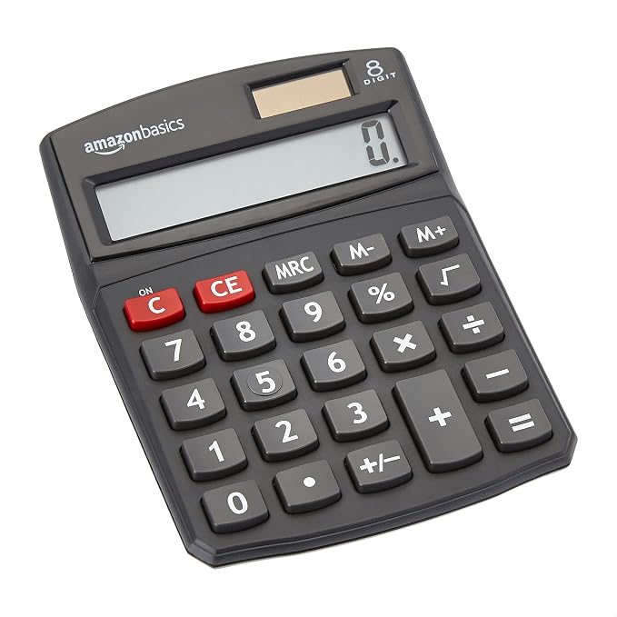 Amazon Basics LCD 8-Digit Desktop Calculator, Portable and Easy to Use by AmazonBasics