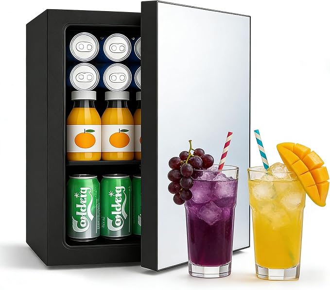 DOGHLY 24 Cans/0.9 Cu.Ft Beverage Refrigerator Mirrored Door Mini Fridge | Fast Cooling Mini Cooler with Removable Shelves for Soda, Beer, Wine, Low Noise Beverage Fridge for Home, Office,and Dorm by DOGHLY