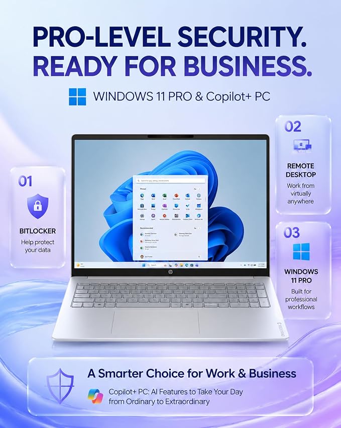HP OmniBook 3 17.3" Touchscreen Laptop, AMD Ryzen 5 130 Processor (Up to 4.55 GHz), 16GB RAM, 1TB SSD, FHD IPS Display, Backlit Keyboard, Windows 11 Pro, Radeon 660M Graphics, Wi-Fi 6, Copilot+ PC - Image 4