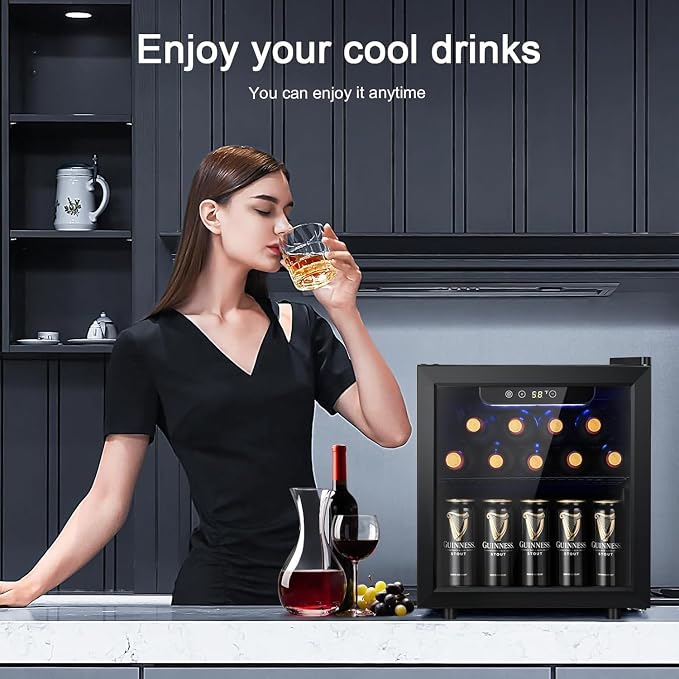 Antarctic Star 12 Bottle Wine Cooler Beverage Refrigerator Mini Fridge Clear Glass Door Quiet Counter Top Cellar for Beer Soda Bar 1.3 cu.ft - Image 6