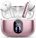 Wireless Earbuds, Bluetooth 5.4 Headphones Bass Stereo/Clear Call,Rose Gold | Ear Buds with Noise Cancelling Mic LED Display in Ear Earphones IP7 Waterproof 36H Bluetooth Earbuds for Phones/Sport/Laptop by Btootos