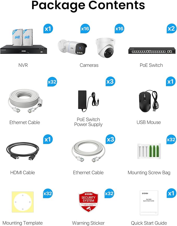ZOSI 32CH 4K PoE Security Camera System, 32 x 8MP Full Color Night Vision - Image 9