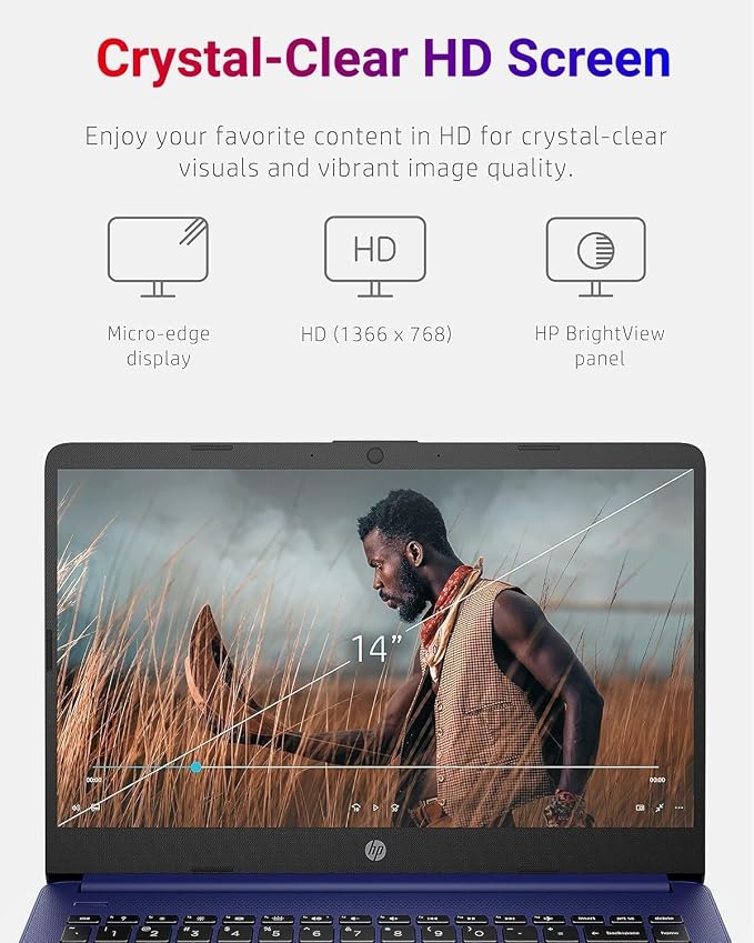 HP 14" Laptop • Copilot AI • Latest Intel 4-Core Processor • 4GB RAM • 64GB SSD + 1TB Cloud Storage • 2026 Edition • Windows 11 • Microsoft 365 • Long Battery Life • Thin & Portable - Image 4