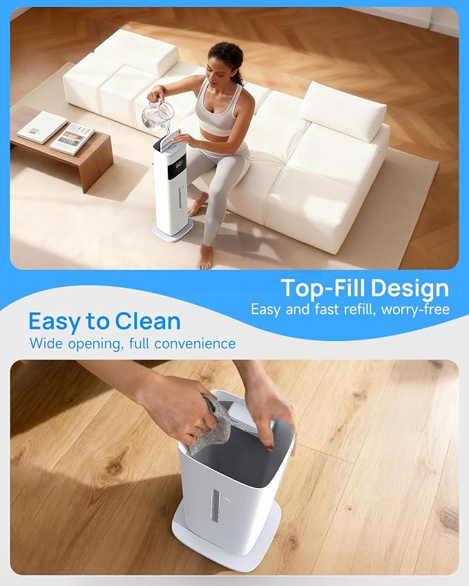Warm & Cool Mist Humidifiers for Bedroom 500 sq ft, 2.1Gal/8L Top-Fill Humidifier Large Room with Essential Oil Diffuser, Large Room Humidifiers for Home Baby Nursery Office Plants, White - Image 8