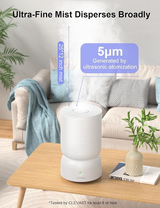 CLEVAST Smart Humidifiers for Bedroom, Top Fill 3L Cool Mist Quiet Ultrasonic Humidifier with Essential Oil Diffuser, Humidity Control, Wi-Fi Air Humidifier for Baby, Home, Compatible with Alexa - Image 3