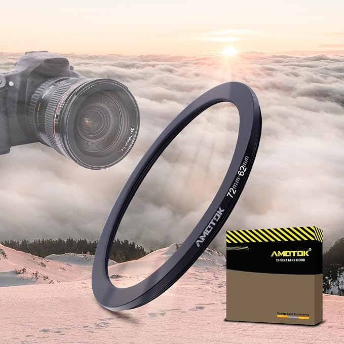 72mm Lens to 62mm Camera Lens Adapter, 72mm to 62mm Filter Step-Down Ring by AMOTOK