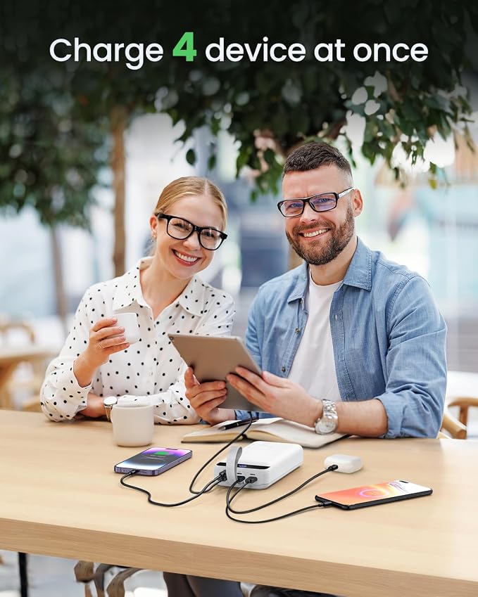 Power Bank Fast Charging 50000mAh - 22.5W Portable Charger USB C Quick Charge with 4 Outputs & 3 Inputs LED Display Huge Capacity External Battery Pack for iPhone, Samsung, iPad etc White - Image 4