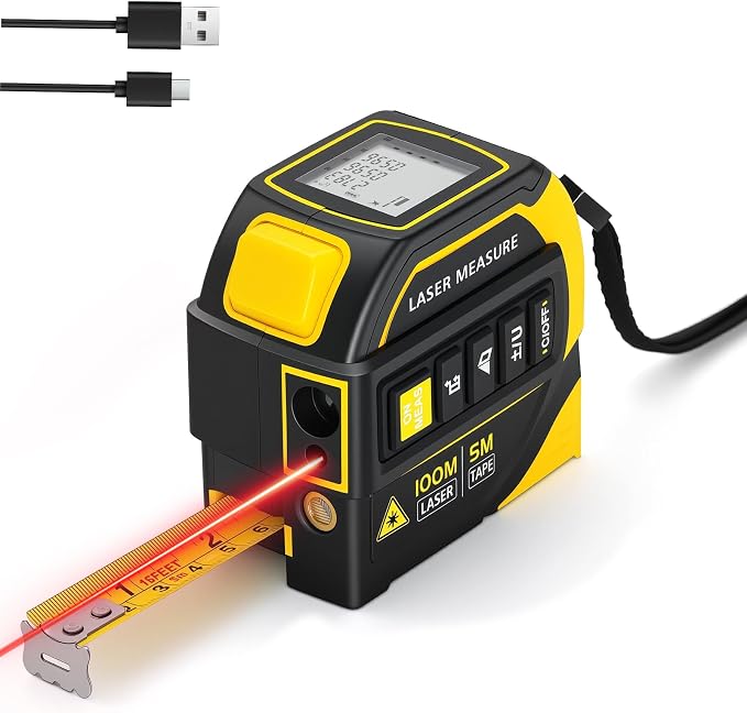 4-in-1 Digital Laser Tape Measure, 328ft/100m Laser Distance Meter by Histely