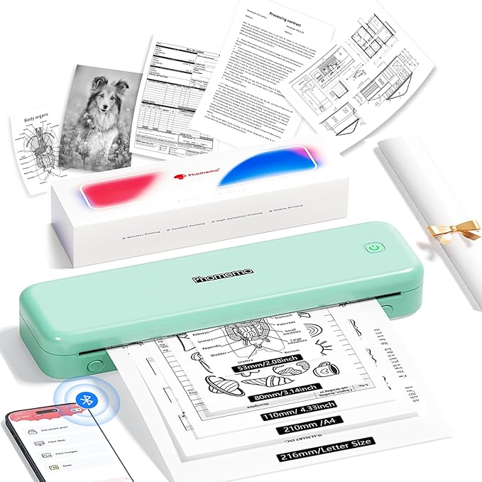 Phomemo M834 Portable Printer, Wireless Bluetooth Thermal Printer, Support by Phomemo