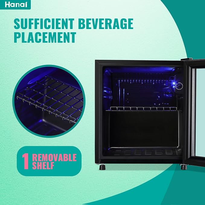 Mini Fridge Cooler 60 Can Beverage Refrigerator Black Mini Beer Fridge Glass Door for Wine Soda Juice Small Drink Cooler Machine Clear Front Removable for Home Office Bar Freestanding - Image 6