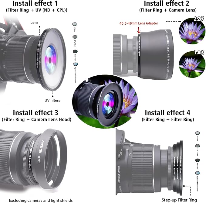 40.5mm Lens to 46mm Camera Lens Adapter, 40.5mm to 46mm Filter Step up Ring - Image 6