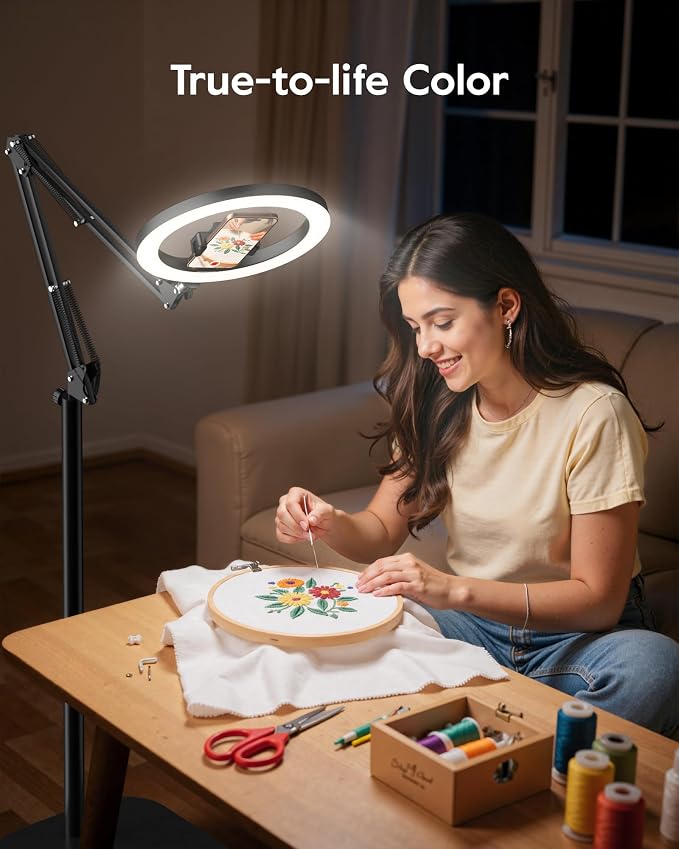 Ring Light with Stand & Lockable Wheels, Ring Light Tripod - Image 4