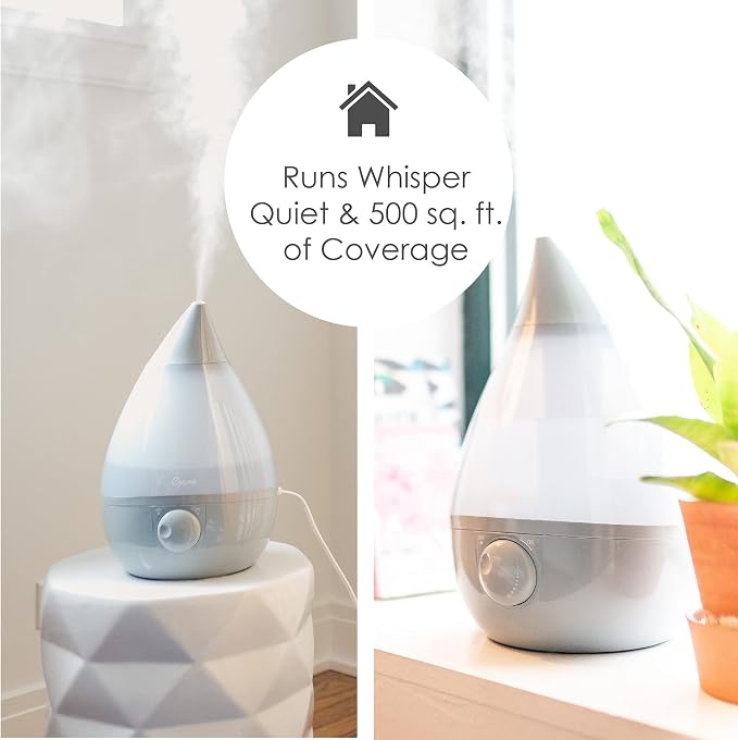 Crane Ultrasonic Teardrop Cool Mist Humidifier, Large 1 Gal Tank, Automatic Shut-Off, Baby Humidifiers for Nursery and Bedroom, Grey - Image 4