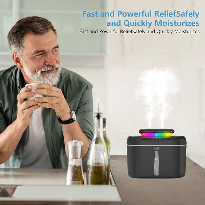 SZO Humidifiers for Bedroom, 2.5L Capacity, Auto Shut-Off, Easy to Fill & Clean, 16 dB Quiet Ultrasonic Humidifier for Large Room, Plants, Baby Nursery, Indoor, Night Light(Black) - Image 4