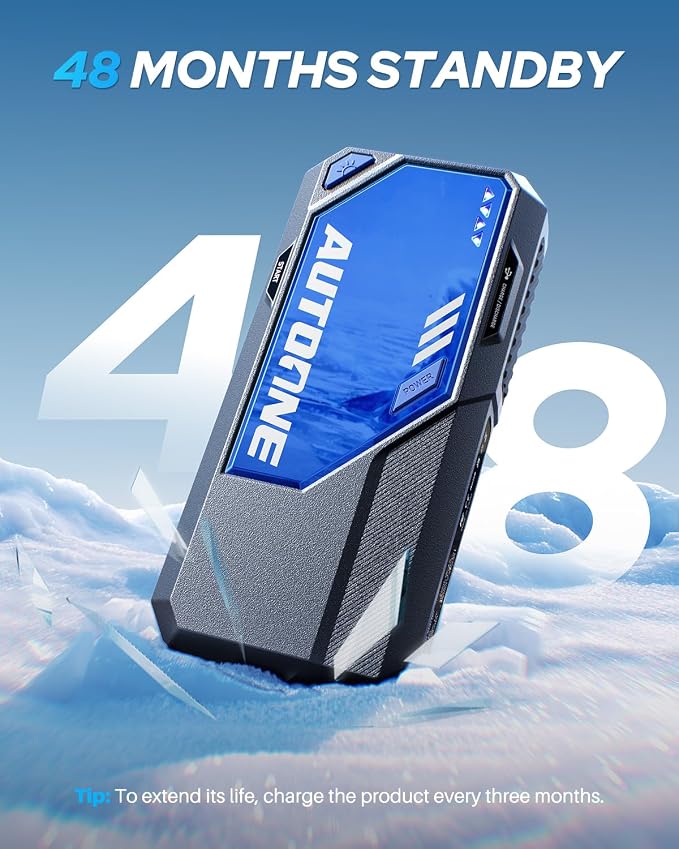 AUTOONE 10000A Car Jump Starter 24000mAh Car Battery Jumper Starter Portable 12V (All Gas/All Diesel) 168W DC Jump Box for Car Battery with Built-in Booster, Type-C Fast Charge Jump Pack - Image 7