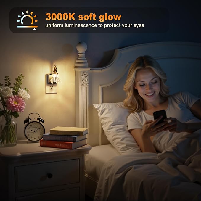 JandCase Night Light, Night Lights Plug into Wall, Glass Flower LED Nightlight - Image 5