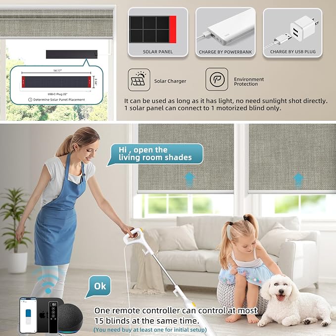 SmartWings Motorized 100% Blackout Shades Blinds, Custom Size, Cordless Window - Image 2