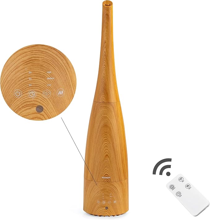Cool Mist Humidifier,Elecameier Warm and Cool Mist Humidifier for Home/Bedroom with Remote Control Smart Air Humidifier for Desk/Office/Baby Bedroom 25dB Whisper Quiet with Auto Shut off light wood by Elecameier