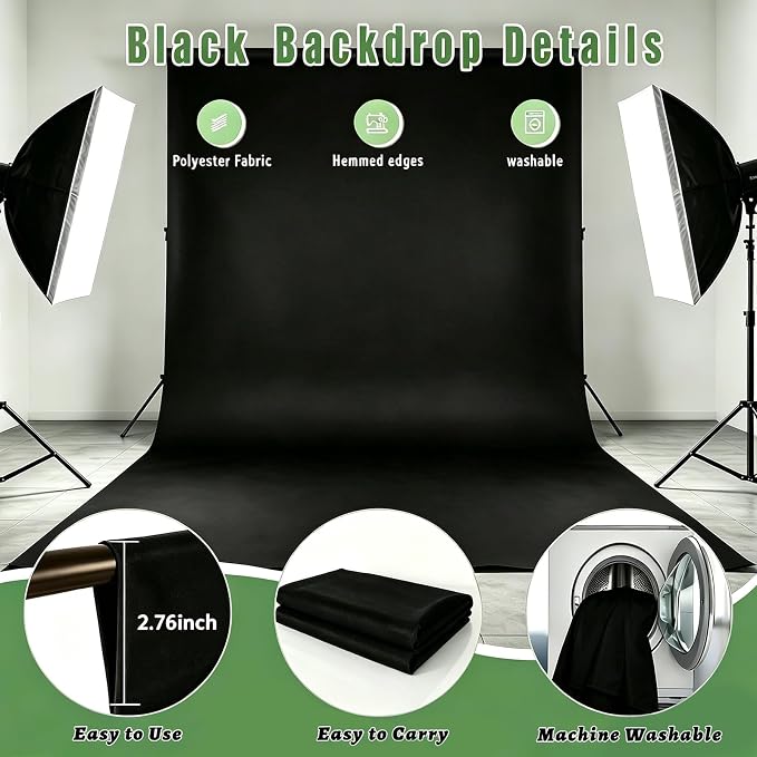 Black Photo Backdrop for Photoshoot, Fabric Background for Product Photography - Image 6