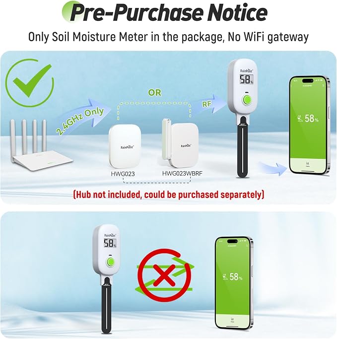 RAINPOINT Smart Digital Wireless Plant Moisture Meter Houseplant Indoor - Image 2