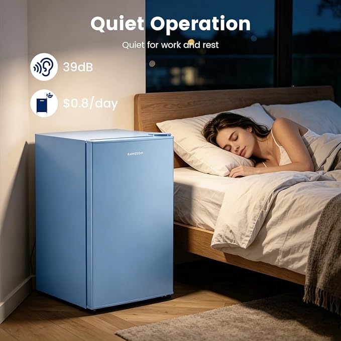 2.6 Cu Ft Small Fridge with Freezer for Office Blue | Mini Refrigerator for Dorm Bedroom, Compact Fridge, Energy-efficient, Low Noise - Image 6