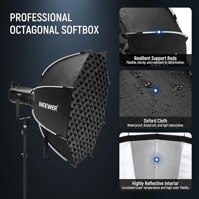 NEEWER 35.4'' Octagonal Softbox, Quick Release Parabolic Soft Box - Image 3