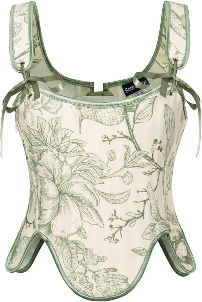 SCARLET DARKNESS Bustier Tops for Women Renaissance Floral Lace Up Bodyshaper by SCARLETDARKNESS