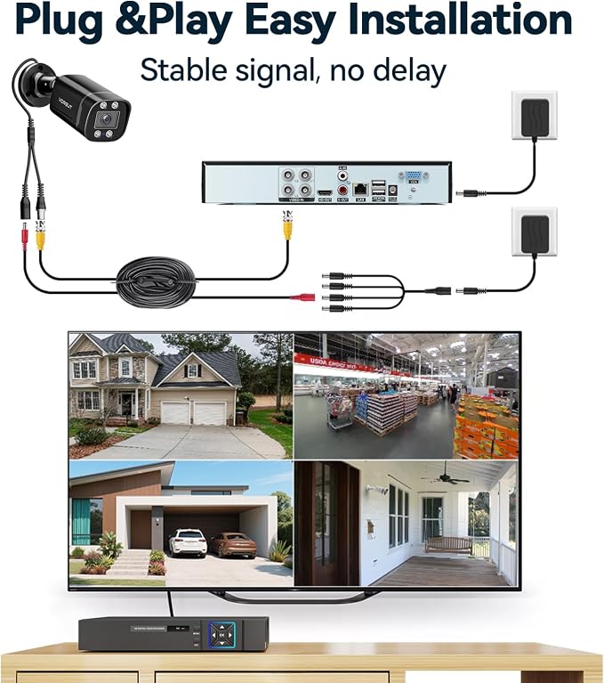 Wired Security Camera System Outdoor, 4CH AHD TVI 5MP Lite DVR Recorder - Image 2
